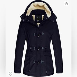Womens Hooded Heavy Winter Jacket - navy